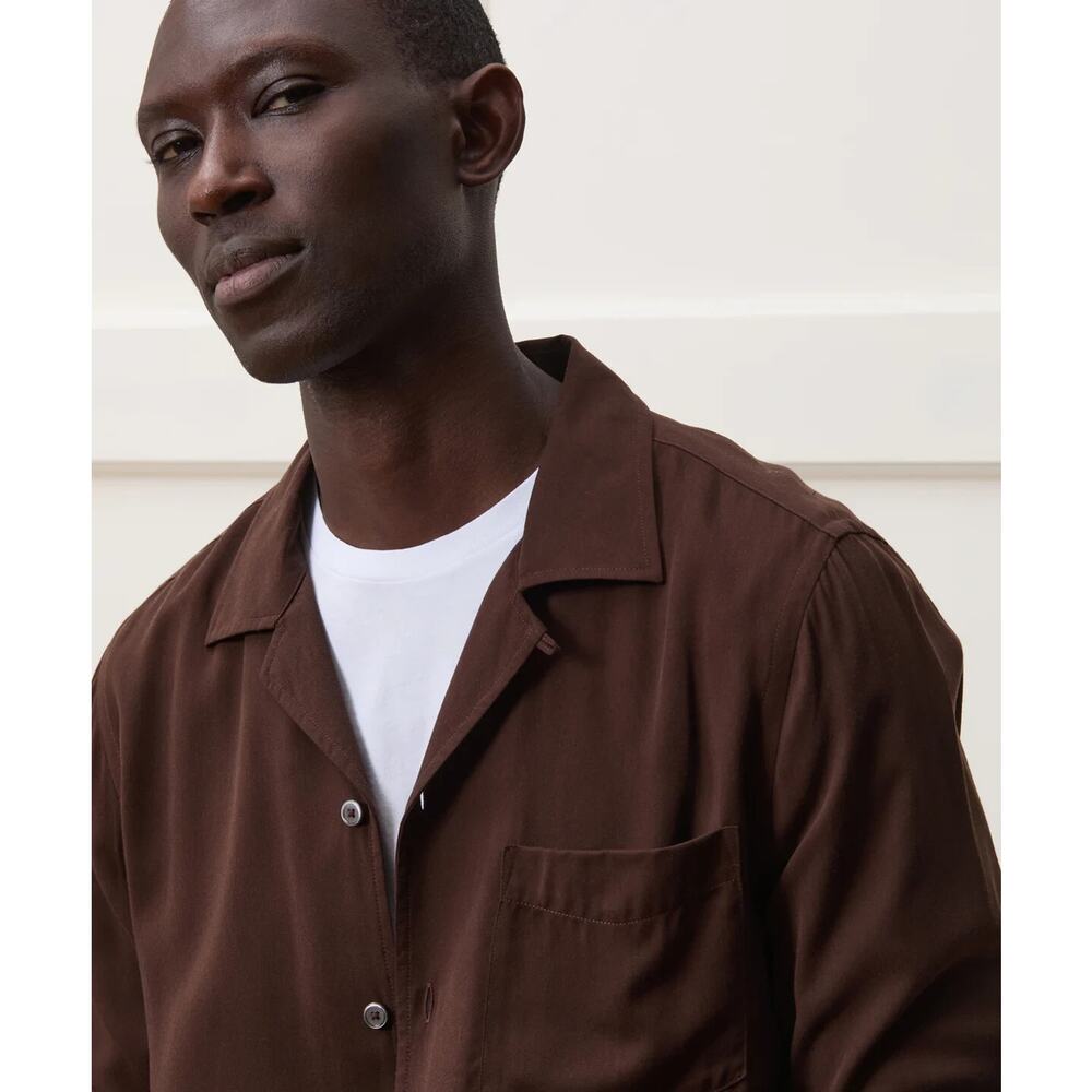 NWT $178 Todd Snyder New York Slim Fit Rayon Hollywood Shirt Size L -Coffee Bean - Picture 3 of 16